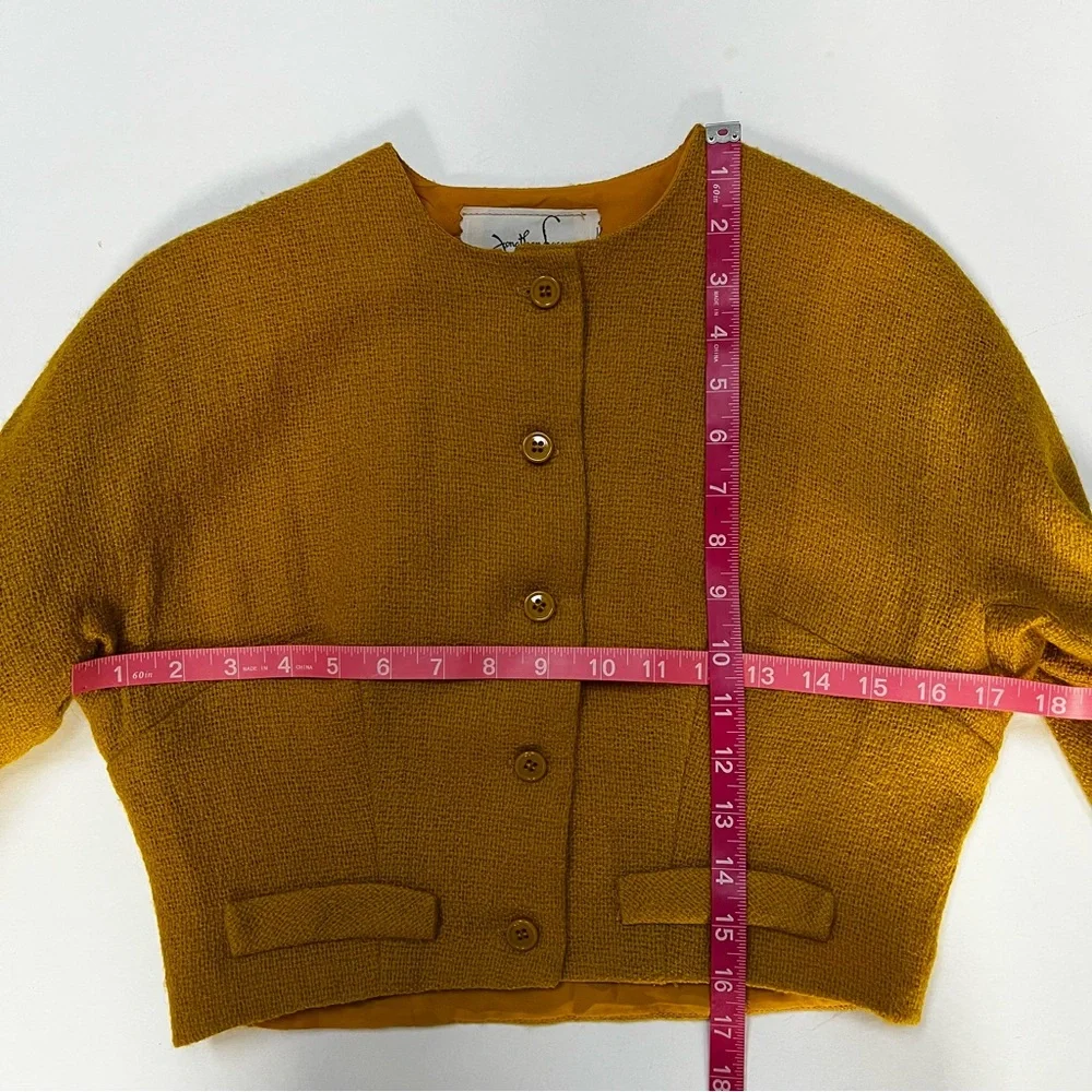Vintage Chic Mustard Dress and Jacket Ensemble with Matching Belt - Picture 11 of 16